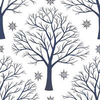 Winter trees seamless pattern with frozen branches snowflakes and icy textures for a cold dramatic winter landscape concept as Frozen winter trees pattern with icy branches and sno Cleans vector