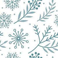 Winter snow seamless pattern with ice crystals frosty branches and winter flowers for a delicate frosty atmosphere concept as Delicate winter snow pattern with ice crystals frosty Cleans vector