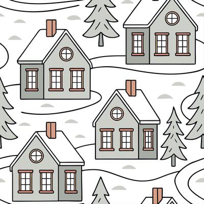 Winter snow seamless pattern with snow covered trees frosty branches and sparkling snowflakes for a magical winter look concept as Magical winter snow pattern with snow covered tre Cleans Set 2