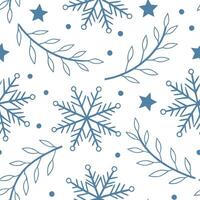 Winter seamless pattern with frosty blue snowflakes shimmering ice crystals and delicate winter branches for a magical winter look concept as Magical winter pattern with frosty blu Cleans vector