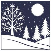 Winter nights seamless pattern with glittering ice crystals soft moonlight and snowy trees for a cold tranquil winter night concept as Tranquil winter night pattern with glittering Cleans vector