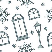 Winter nights seamless pattern with frosty trees soft snowflakes and quiet night skies for a calm reflective atmosphere concept as Calm winter night pattern with frosty trees soft Cleans Set 3 vector