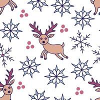 Whimsical reindeer and snowflakes seamless tile pattern with playful holiday elements concept as Playful reindeer and whimsical snowflakes create seamless tile pattern with festive Clean vector