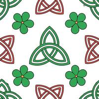 Whimsical leprechauns and Celtic knots seamless tile pattern with vibrant colors concept as Vibrant colors highlight whimsical leprechauns intertwined with Celtic knots in seamless Clean vector