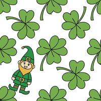 Whimsical leprechauns and shamrocks seamless tile pattern with vibrant green hues concept as Whimsical leprechauns amidst shamrocks create seamless tile pattern with vibrant green Clean Set 2 vector