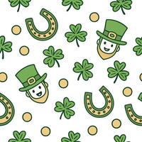 Whimsical leprechauns and lucky charms seamless tile pattern with playful green tones concept as Playful green tones highlight whimsical leprechauns amidst lucky charms in seamless Clean vector