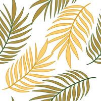 Warm summer leaves seamless tile pattern with sunlit palm fronds and golden tones for a bright sunny atmosphere concept as Sunlit palm fronds and golden tones arranged seamlessly t Clean vector