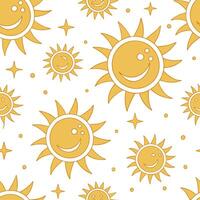 Warm summer sun seamless pattern with sun circles and golden tones for a cheerful vibe concept as Bright sun circles and golden tones arranged in a seamless pattern for a cheerful Clean vector