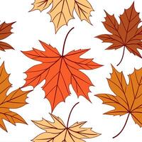 Warm autumn leaves seamless tile pattern with maple and chestnut leaves for cozy fall spaces concept as Maple and chestnut leaves arranged seamlessly in warm tones for creating coz Clean vector