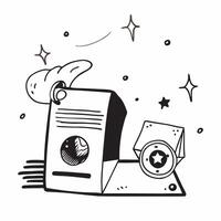 Vinyl Record with Obsolete Certificate and Retro Turntable concept as A vinyl record with an obsolete certificate and retro turntable set against a dreamy background offering ample Clean vector