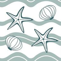 Vintage summer waves seamless pattern with muted ocean hues and distressed textures for a retro beach design concept as Retro summer wave pattern with muted ocean hues and distress Cleans vector