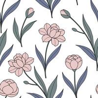 Vintage spring garden seamless pattern with peonies and irises for nostalgic garden spaces concept as Nostalgic peonies and irises seamlessly patterned for a vintage inspired sprin Clean Set 2 vector