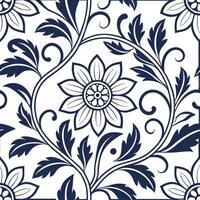 Vintage floral seamless tile pattern intricate detailing suitable for wallpaper design concept as Elegant floral motifs intertwined in seamless tile layout ideal for classic interi Clean vector