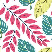 Vibrant spring leaves seamless pattern with bold shapes and bright shades for energetic spring designs concept as Energetic seamless spring leaves pattern featuring bold shapes and Cleans vector