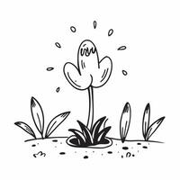Vibrant Flower Among Wilted Flowers concept as A single vibrant flower stands out among numerous wilted flowers in a whimsical background offering ample space for text or graphics Clean vector