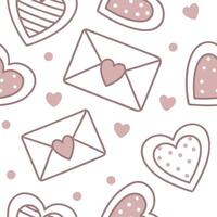 Valentine hearts and love letters seamless tile pattern with romantic scripts and pastel hues for elegant decor concept as Romantic script love letters and pastel hearts arranged s Cleans Set 6 vector