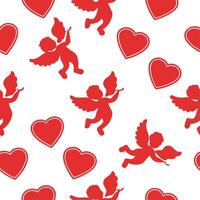 Valentine hearts and cupids seamless tile pattern with playful elements and bright pink tones for cheerful decor concept as Playful hearts and cupids with bright pink tones arrange Cleans Set 5 vector
