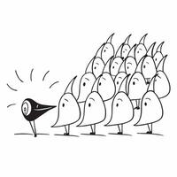 Unique Bird Among Flock concept as A single unique bird stands out among a flock of birds in a dreamy background offering ample space for text or graphics symbolizing individuality Cleans vector