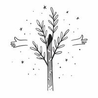 Unique Branch Among Twigs concept as A single unique branch stands out among numerous twigs in a dreamy background offering ample space for text or graphics symbolizing strength an Cleans vector