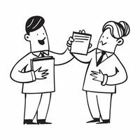 Two Waiters with Coffee Cups and Menus concept as Two waiters holding coffee cups and menus set against a Cleans background offering ample space for text or graphics symbolizing eff Cleans vector