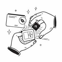 Two Hands with Security Tokens concept as Two hands holding security tokens against a plain background highlighting the concept of multi factor authentication with space for text Cleans vector