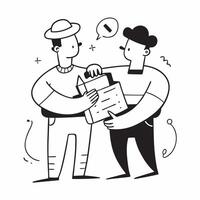 Two Builders with Tools and Blueprints concept as Two builders holding tools and blueprints set against a Cleans background offering ample space for text or graphics symbolizing eff Cleans vector