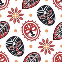 Traditional masks and symbolic patterns seamless tile pattern with bold and vibrant colors concept as Bold and vibrant colors highlight traditional masks and symbolic patterns in s Cleans Set 2 vector