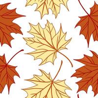 Thanksgiving leaves seamless pattern with rich autumn colors of red orange and yellow for a warm harvest inspired look concept as Warm Thanksgiving pattern with red orange and yell Cleans Set 17 vector