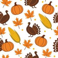 Thanksgiving turkeys seamless tile pattern with autumn leaves and harvest elements for festive decor concept as Thanksgiving turkeys and autumn leaves arranged seamlessly to create Cleans vector