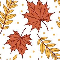 Thanksgiving leaves seamless pattern with rich autumn colors of red orange and yellow for a warm harvest inspired look concept as Warm Thanksgiving pattern with red orange and yell Cleans Set 10 vector