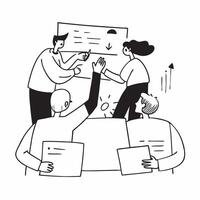 Team members collaborating on a project plan concept as A illustration of team members collaborating on a project plan in a modern workspace using a 3 color tone to emphasiz Cleans Set 2 vector