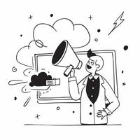 Teacher with Chalkboard and Megaphone concept as An image of a teacher with a chalkboard and megaphone set against a dreamy background offering ample space for text or graphics sym Cleans vector