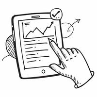 Tablet with Digital Graph concept as A tablet displaying a digital financial graph with room for text on the side in Photo Stock Concept Cleans vector