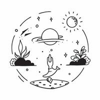 Sunrise Yoga and Sunset Meditation concept as A view of sunrise yoga and sunset meditation set against a dreamy background offering ample space for text or graphics symbolizing the Cleans vector