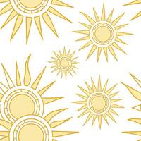 Summer sun seamless tile pattern with bright rays and light yellow tones for lively indoor spaces concept as Bright sun rays in light yellow tones arranged in a seamless pattern to Cleans vector