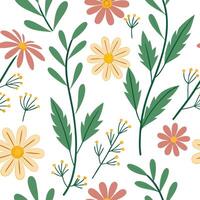 Summer flowers seamless pattern with vibrant petals and lush greenery for lively nature inspired designs concept as Vibrant summer flowers pattern with bright petals and lush green Cleans vector