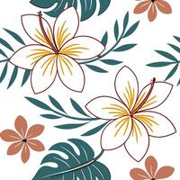 Summer flowers seamless pattern with tropical blooms and bright bold colors for an exotic vibrant feel concept as Exotic summer flowers pattern with tropical blooms and bold bright Cleans vector