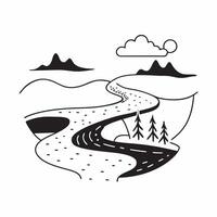Summer and Winter River concept as Half tone summer and winter river landscape offering ample space for text or graphics symbolizing flow and stillness in Photo Stock Concept Cleans vector
