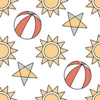 Summer bright seamless pattern with abstract sun shapes and geometric color blocks for a modern summer aesthetic concept as Modern summer pattern with abstract sun shapes and geome Cleans vector