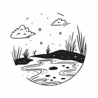 Summer and Winter Marsh concept as Half tone summer and winter marsh landscape offering ample space for text or graphics symbolizing wetland diversity and seasonal change in Photo Cleans vector