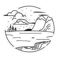 Summer and Winter Bay concept as Half tone summer and winter bay landscape offering ample space for text or graphics symbolizing coastal life and seasonal beauty in Photo Stock Co Cleans vector