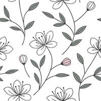Subtle summer flowers seamless pattern with fine lines and neutral colors for a minimalist elegant design concept as Minimalist summer flower pattern with fine lines and neutral to Cleans vector
