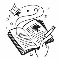 Student with Notebook and Pencil concept as A student writing in a notebook with a pencil set against a dreamy background offering ample space for text or graphics symbolizing the Cleans vector