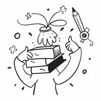 Student with Books and Scissors concept as A student holding books and scissors set against a dreamy background offering ample space for text or graphics symbolizing the blend of a Cleans Set 2 vector