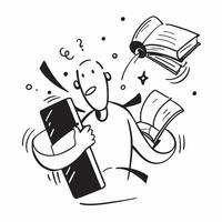 Student with Books and Notebook concept as A student holding books and a notebook set against a whimsical background offering ample space for text or graphics symbolizing the impor Cleans Set 2 vector