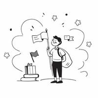 Student with Books and Flagpole concept as A student holding books and standing beside a flagpole set against a dreamy background offering ample space for text or graphics symboliz Cleans vector