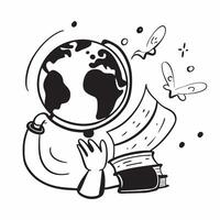 Student with Books and Globe concept as A student holding books and a globe set against a whimsical background offering ample space for text or graphics symbolizing the importance Cleans Set 2 vector