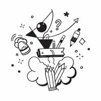 Student with Books and Art Supplies concept as A student holding books and surrounded by art supplies set against a dreamy background offering ample space for text or graphics symb Cleans vector