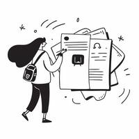 Student with Backpack and Insurance Certificate concept as An image of a student with a backpack and insurance certificate set against a whimsical background offering ample space f Cleans vector