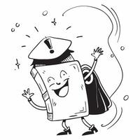Student with Backpack and Graduation Cap concept as A student carrying a backpack and wearing a graduation cap set against a whimsical background offering ample space for text or g Cleans Set 2 vector